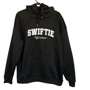 Swiftie Taylors Version Womens Hooded Sweatshirt Large Black Hoodie Music Icon